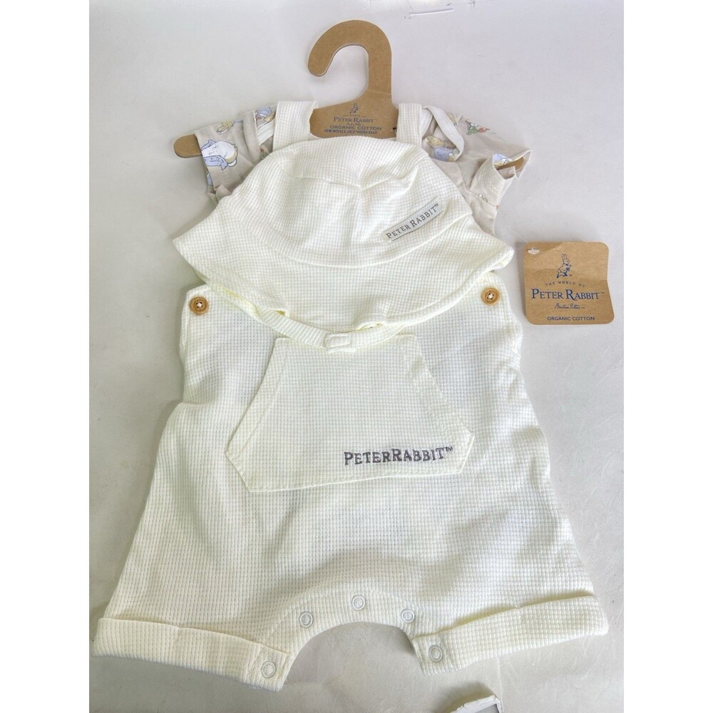 Peter Rabbit Beatrix Potter Romer Shortalls Outfit Set 3 Piece Boys 3-6 Months